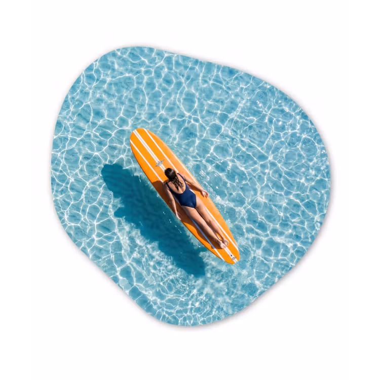 Surfboard - Water - Badpak - Oranje Wandcirkel Organisch Forex 3mm klein -3d