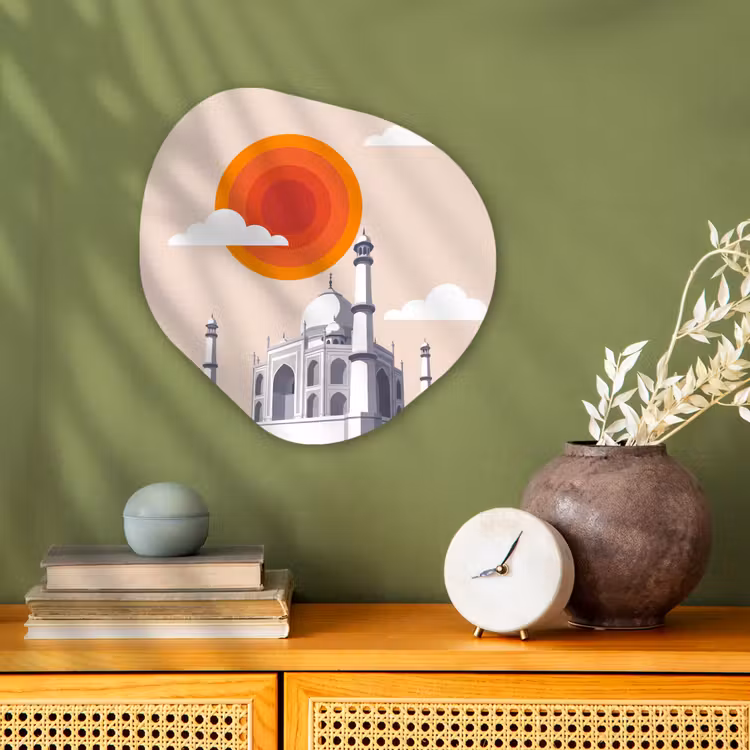 Taj Mahal - Zon - Koepel - Architectuur - India - Grafisch Wandcirkel Organisch Forex 3mm klein -sfeer2
