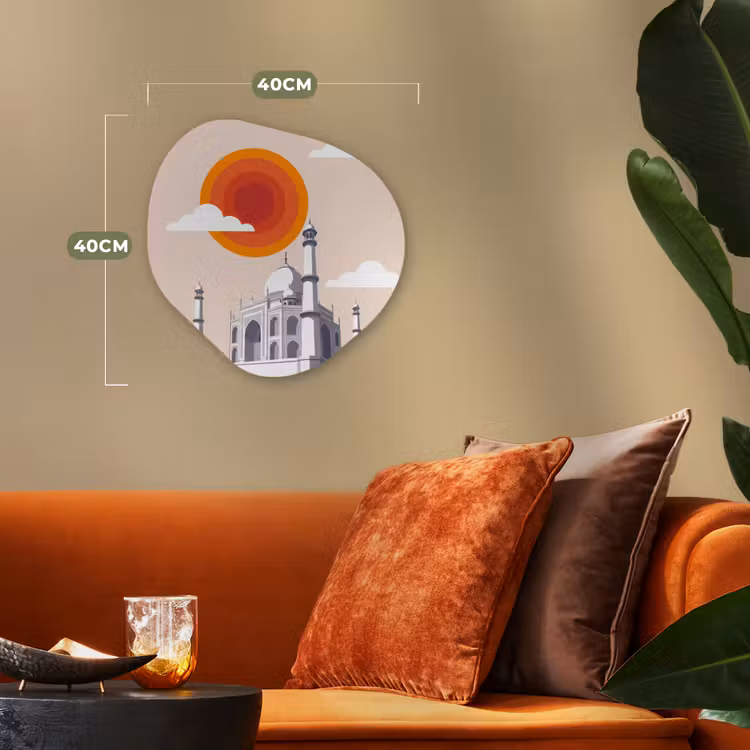Taj Mahal - Zon - Koepel - Architectuur - India - Grafisch Wandcirkel Organisch Forex 3mm klein -sfeer3