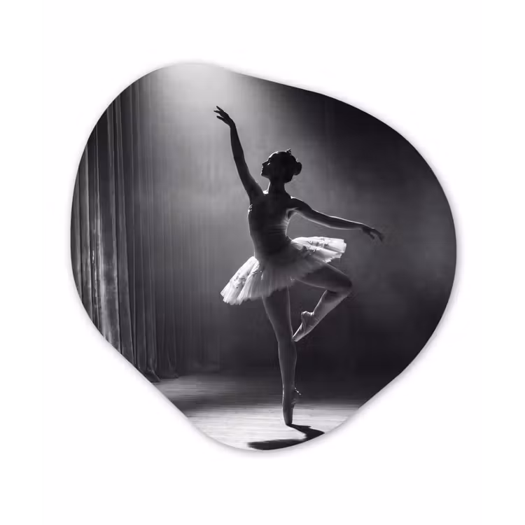 Danser - Podium - Zwart-wit - Kunst - Klassiek Wandcirkel Organisch Forex 3mm klein -3d