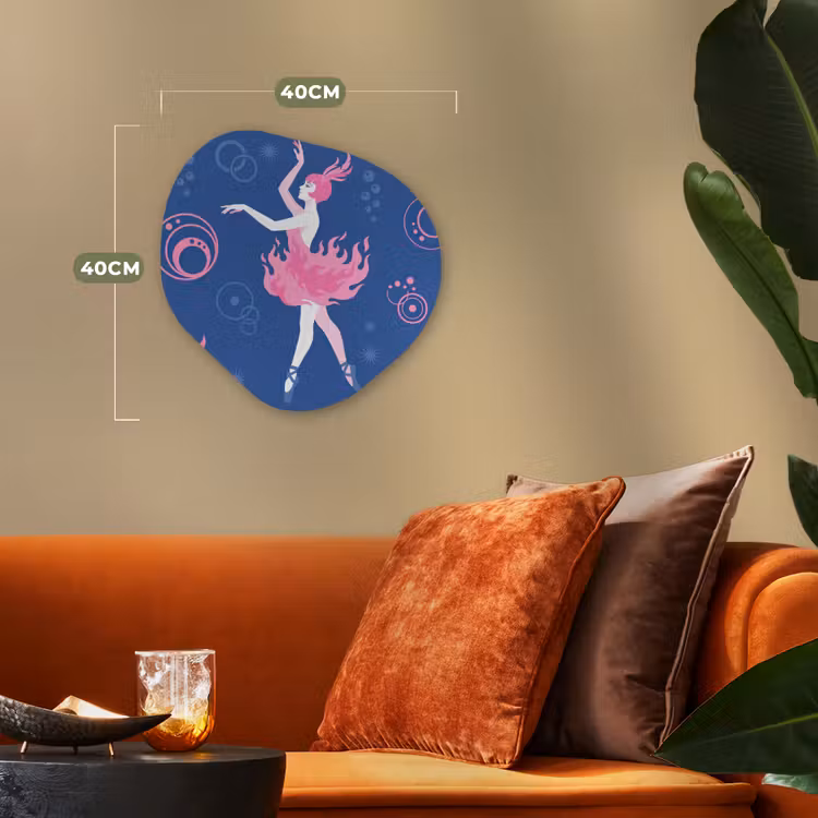 Danseres - Vlammenrok - Abstract - Roze - Blauw Wandcirkel Organisch Forex 3mm klein -sfeer3