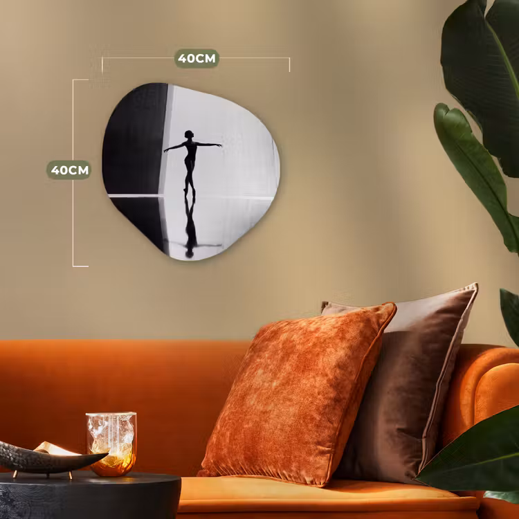 Danser - Silhouette - Kunst - Modern - Zwart-wit Wandcirkel Organisch Forex 3mm klein -sfeer3