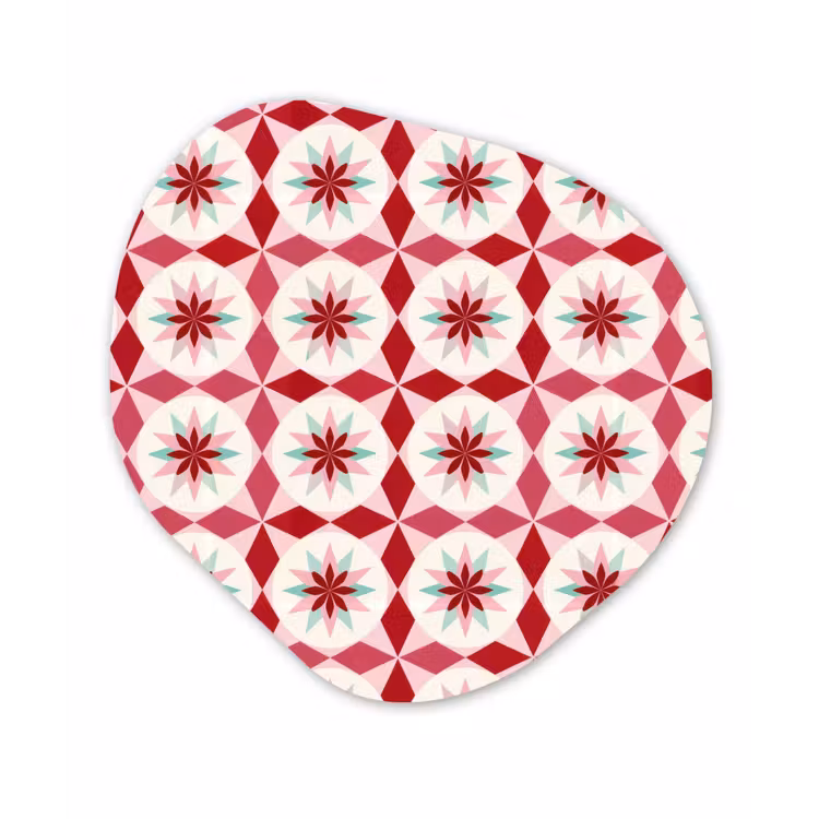 Tegelpatroon - Sterren - Retro - Roze - Mintgroen Wandcirkel Organisch Forex 3mm klein 629 -3d