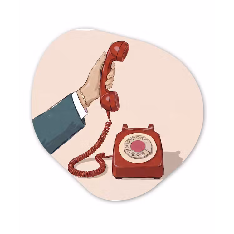 Telefoon - Hand - Vintage - Communicatie - Rood Wandcirkel Organisch Forex 3mm klein -3d