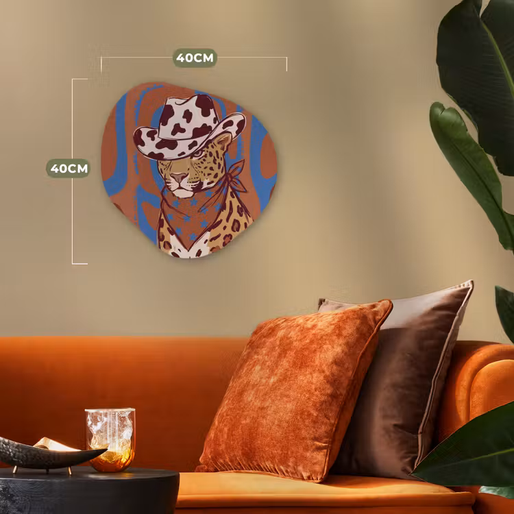 Dieren - Cowboyhoed - Modern - Illustratie - Bruin Wandcirkel Organisch Forex 3mm klein -sfeer3