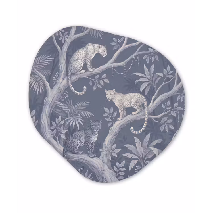Dieren - Jungle - Illustratie - Bomen - Blauw Wandcirkel Organisch Forex 3mm klein -3d