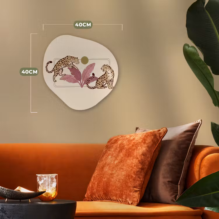 Dieren - Kat - Jungle - Illustratie - Beige Wandcirkel Organisch Forex 3mm klein -sfeer3