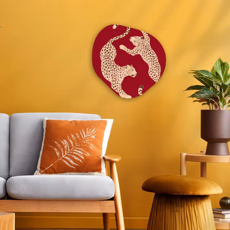 Dieren - Luipaard - Abstract - Rood - Modern Wandcirkel Organisch Forex 3mm klein -sfeer4