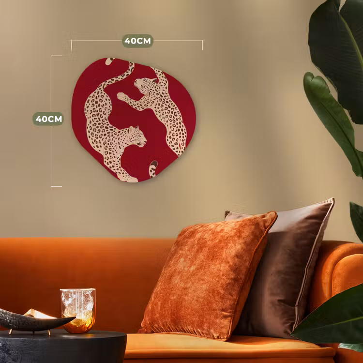 Dieren - Luipaard - Abstract - Rood - Modern Wandcirkel Organisch Forex 3mm klein -sfeer3
