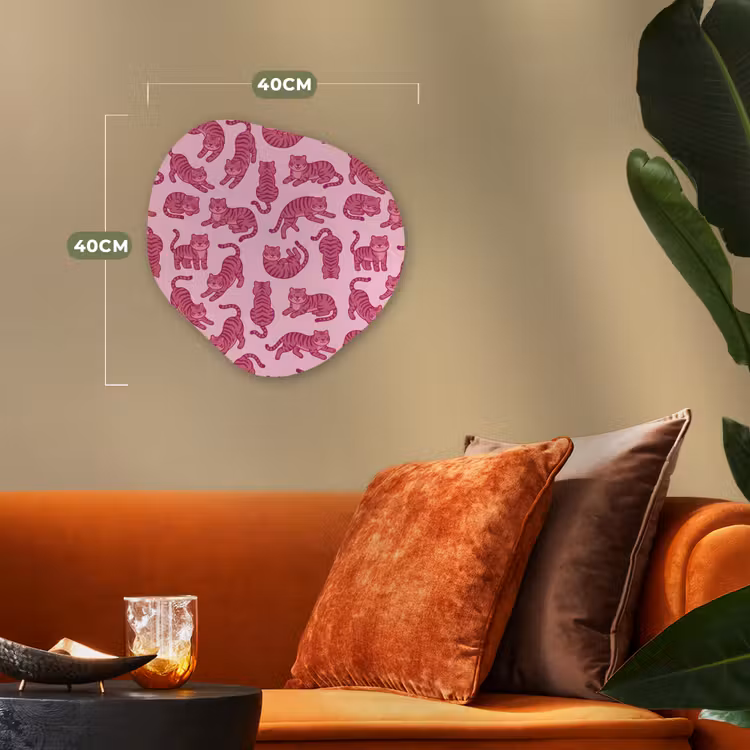 Dieren - Patroon - Roze - Speels - Cartoon Wandcirkel Organisch Forex 3mm klein -sfeer3
