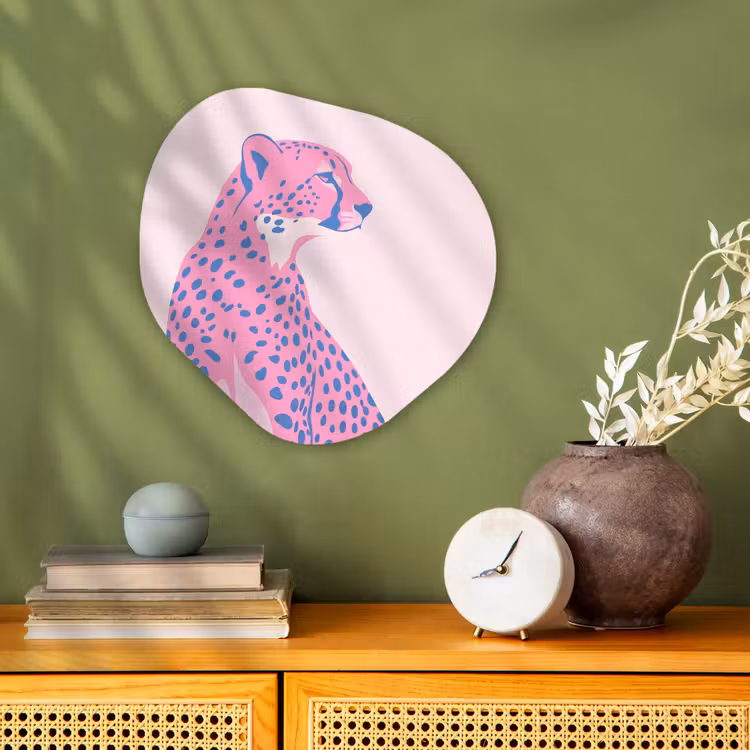 Dieren - Profiel - Abstract - Roze - Blauw Wandcirkel Organisch Forex 3mm klein -sfeer2