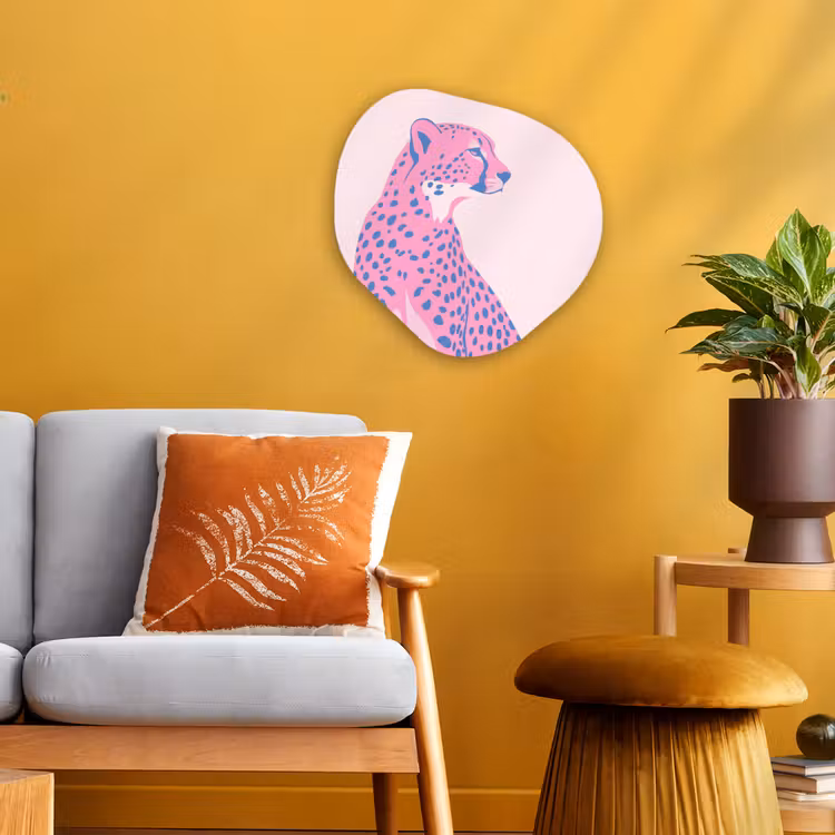 Dieren - Profiel - Abstract - Roze - Blauw Wandcirkel Organisch Forex 3mm klein -sfeer4