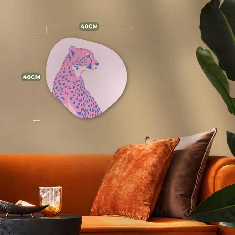 Dieren - Profiel - Abstract - Roze - Blauw Wandcirkel Organisch Forex 3mm klein -sfeer3