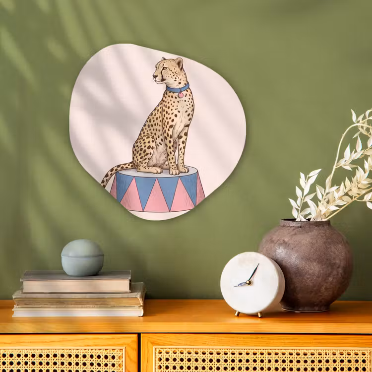 Dieren - Circus - Illustratie - Vintage - Roze Wandcirkel Organisch Forex 3mm klein -sfeer2