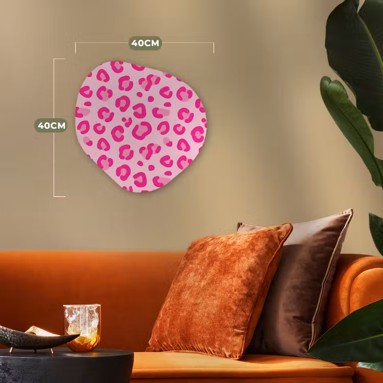 Dierenprint - Patroon - Abstract - Modern - Roze Wandcirkel Organisch Forex 3mm klein -sfeer3