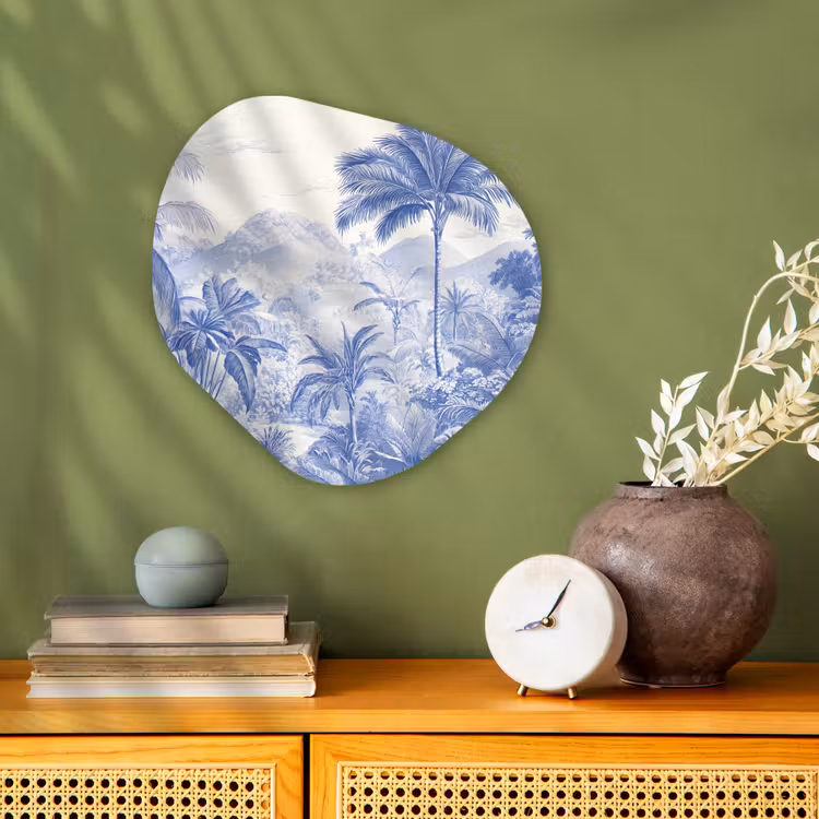 Tropisch - Jungle - Blauw Wandcirkel Organisch Forex 3mm klein -sfeer2