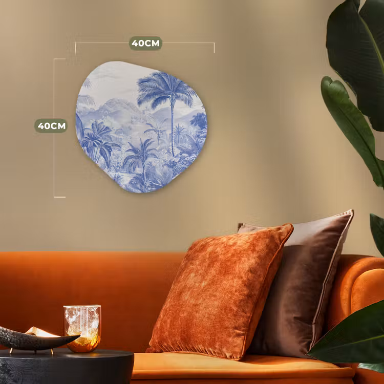 Tropisch - Jungle - Blauw Wandcirkel Organisch Forex 3mm klein -sfeer3