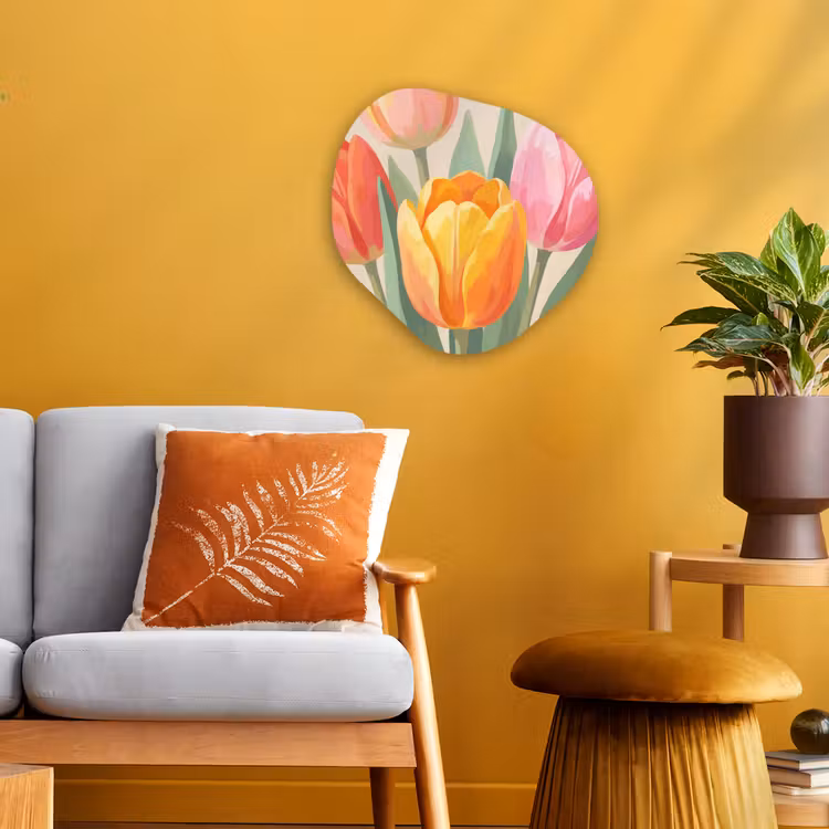 Tulpen - Abstract - Kleurrijk Wandcirkel Organisch Forex 3mm klein -sfeer4