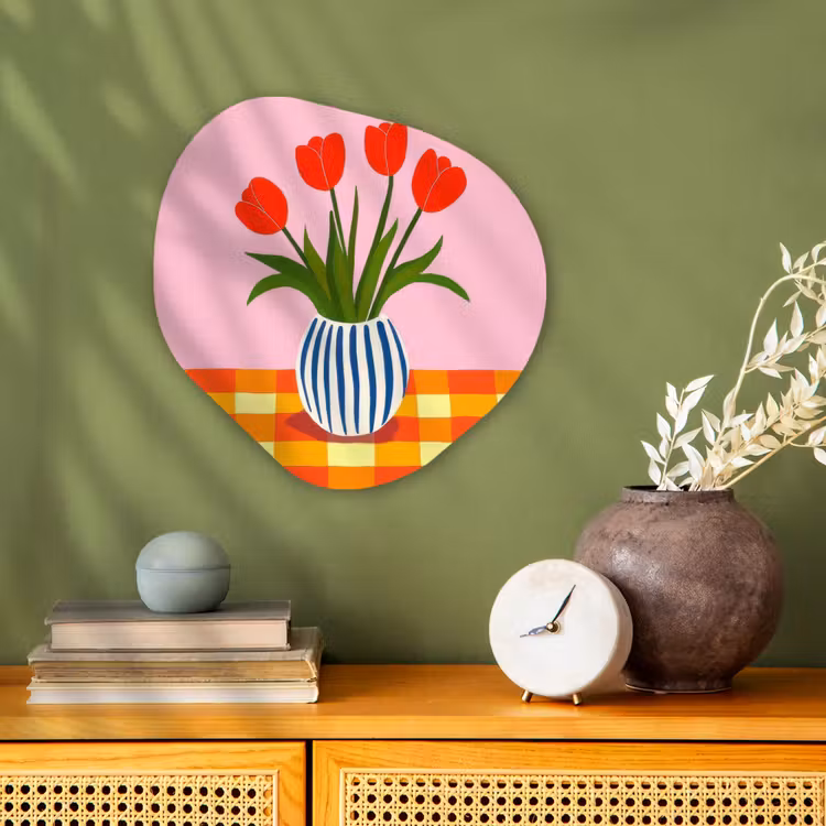 Tulpen - Roze - Vaas Wandcirkel Organisch Forex 3mm klein -sfeer2