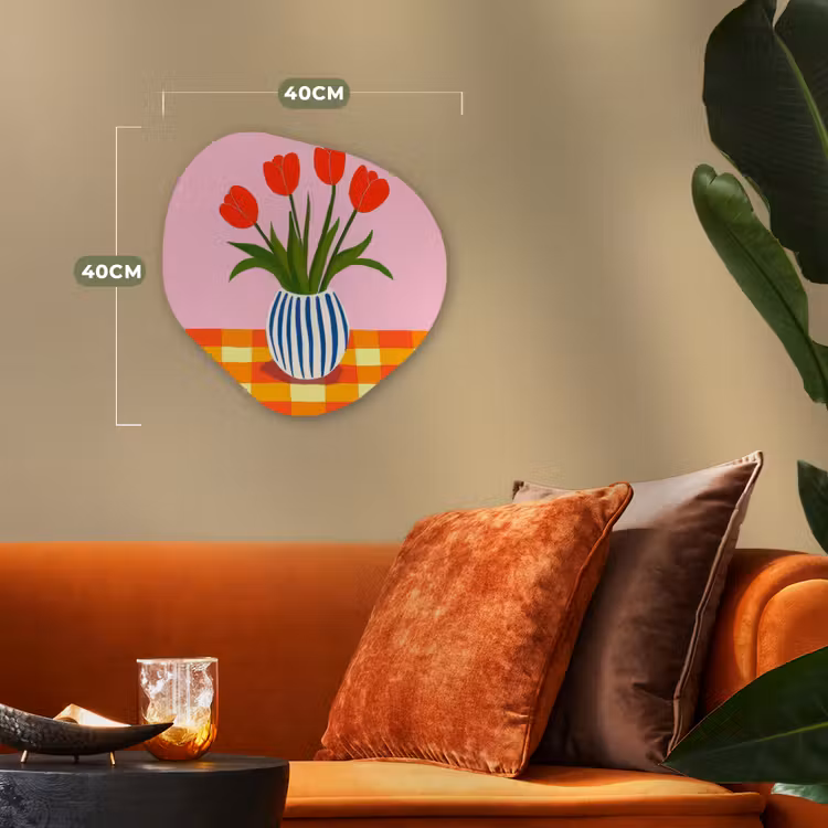 Tulpen - Roze - Vaas Wandcirkel Organisch Forex 3mm klein -sfeer3