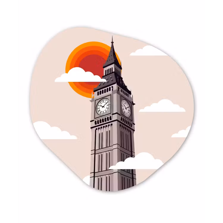 Toren - Klok - Londen - Architectuur - Retro Wandcirkel Organisch Forex 3mm klein -3d