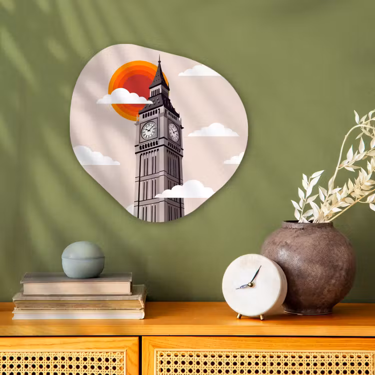 Toren - Klok - Londen - Architectuur - Retro Wandcirkel Organisch Forex 3mm klein -sfeer2