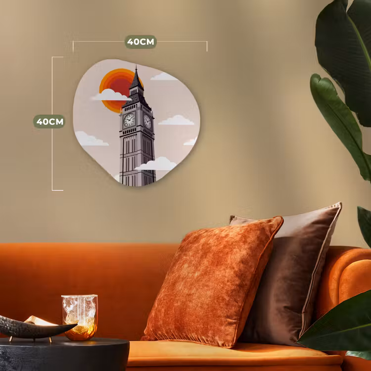 Toren - Klok - Londen - Architectuur - Retro Wandcirkel Organisch Forex 3mm klein -sfeer3