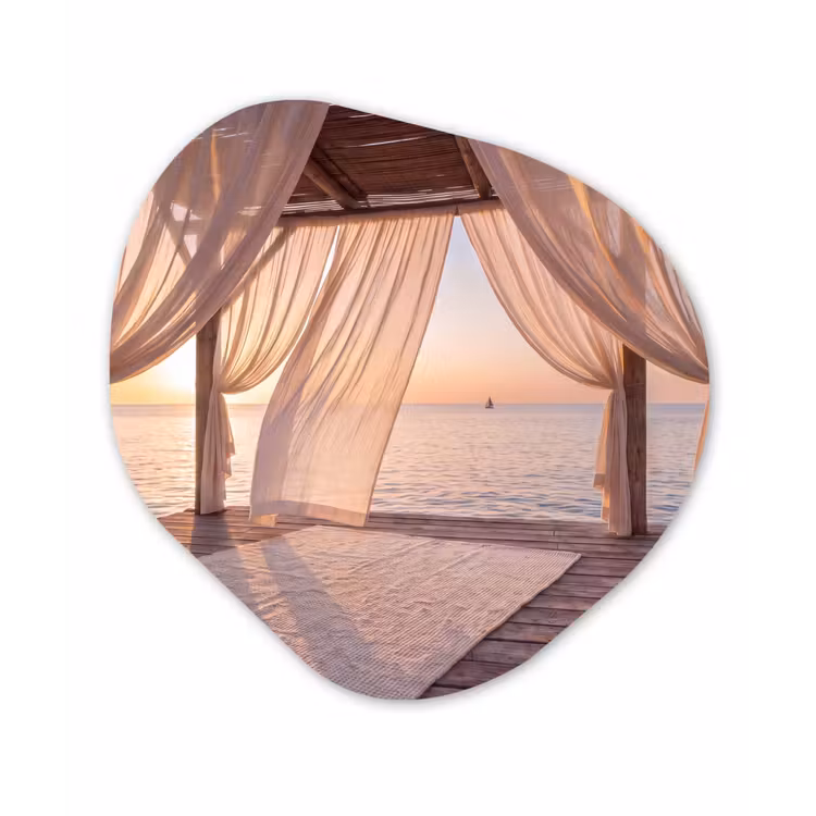 Overkapping - Zee - Zonsondergang - Vakantie - Rust Wandcirkel Organisch Forex 3mm klein -3d
