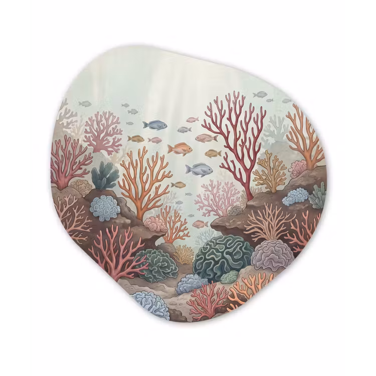 Onderwater - Koraal - Vis - Natuur Wandcirkel Organisch Forex 3mm klein -3d