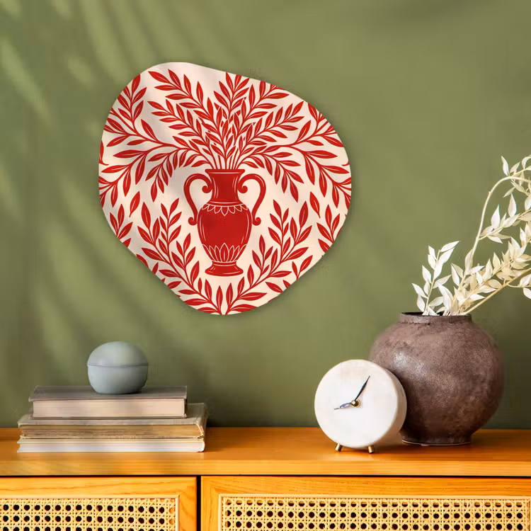 Vaas - Planten - Decoratie - Abstract - Rood Wandcirkel Organisch Forex 3mm klein -sfeer2