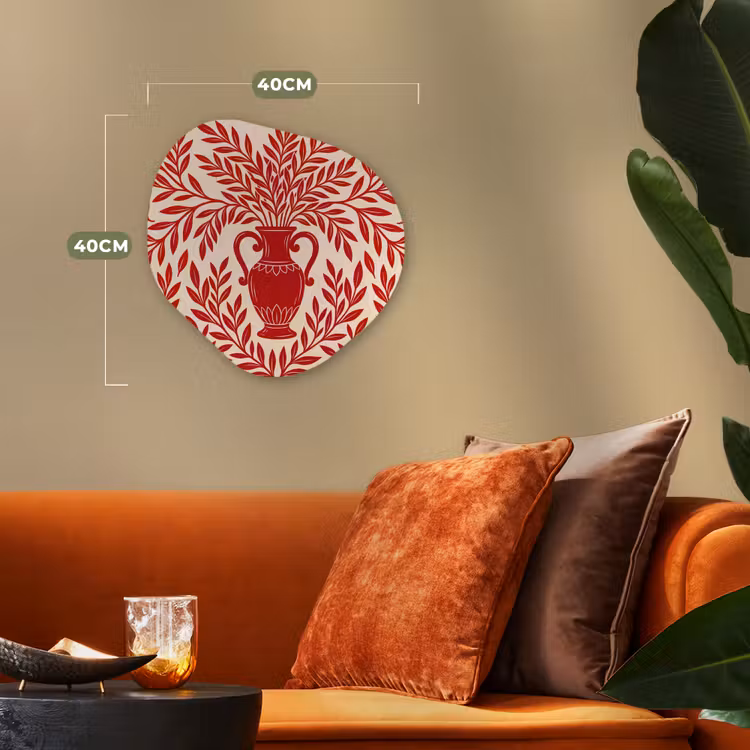 Vaas - Planten - Decoratie - Abstract - Rood Wandcirkel Organisch Forex 3mm klein -sfeer3