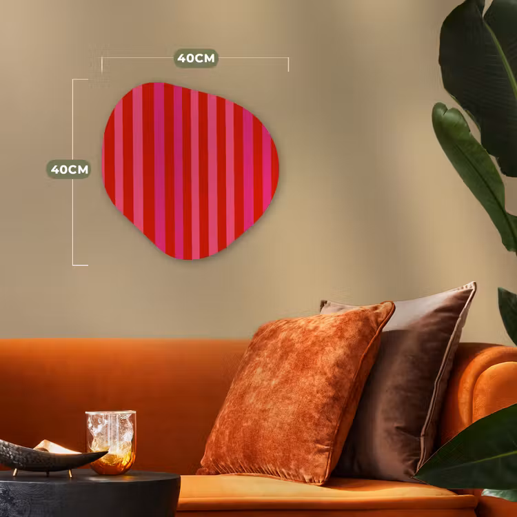 Verticaal - Strepen - Roze Wandcirkel Organisch Forex 3mm klein 629 -sfeer3