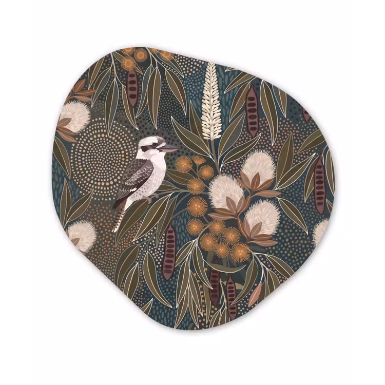 Vogel - Bladeren - Natuur - Illustratie - Groen Wandcirkel Organisch Forex 3mm klein -3d