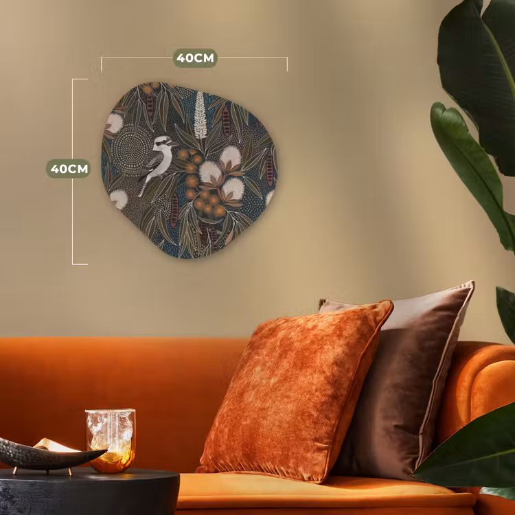 Vogel - Bladeren - Natuur - Illustratie - Groen Wandcirkel Organisch Forex 3mm klein -sfeer3