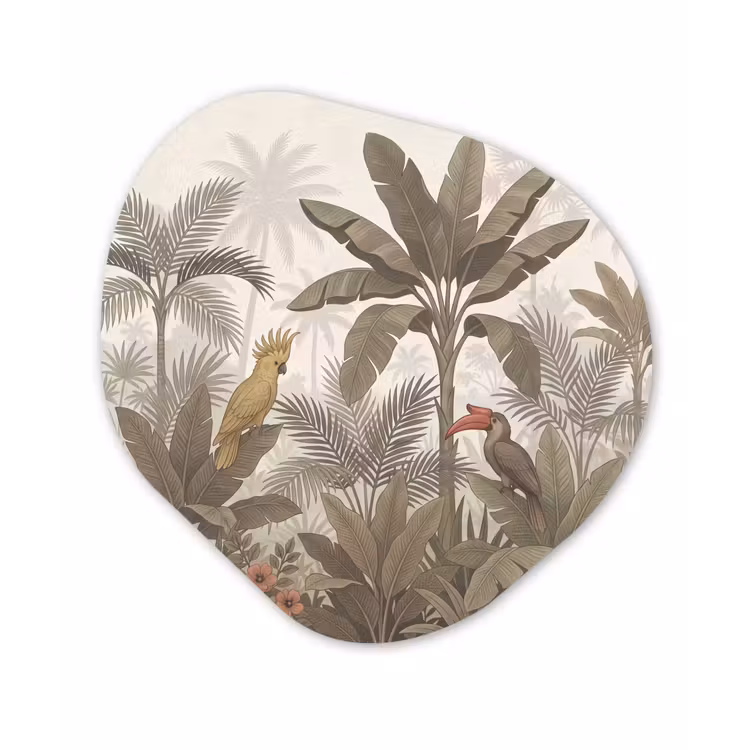 Vogel - Jungle - Tropisch - Illustratie - Groen Wandcirkel Organisch Forex 3mm klein -3d