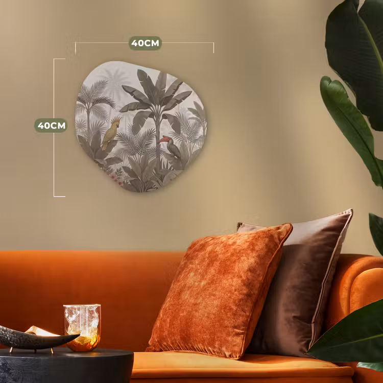 Vogel - Jungle - Tropisch - Illustratie - Groen Wandcirkel Organisch Forex 3mm klein -sfeer3