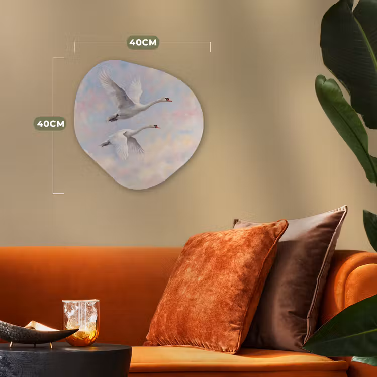 Vogel - Vliegend - Lucht - Modern - Pastel Wandcirkel Organisch Forex 3mm klein -sfeer3