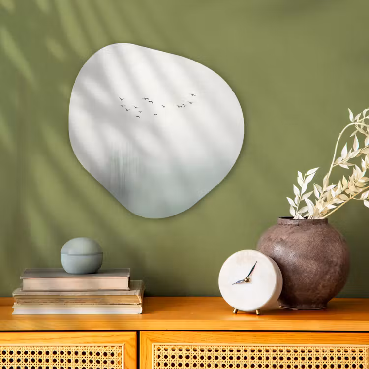 Vogel - Vlucht - Natuur - Minimalistisch Wandcirkel Organisch Forex 3mm klein -sfeer2