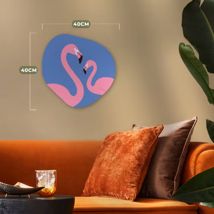 Vogel - Paar - Dieren - Modern - Roze Wandcirkel Organisch Forex 3mm klein -sfeer3