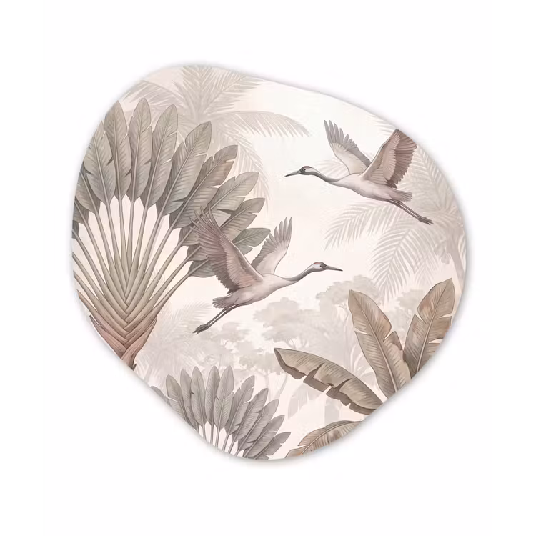 Vogel - Tropisch - Jungle - Natuur - Beige Wandcirkel Organisch Forex 3mm klein -3d