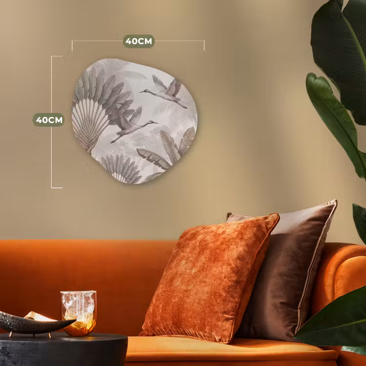 Vogel - Tropisch - Jungle - Natuur - Beige Wandcirkel Organisch Forex 3mm klein -sfeer3