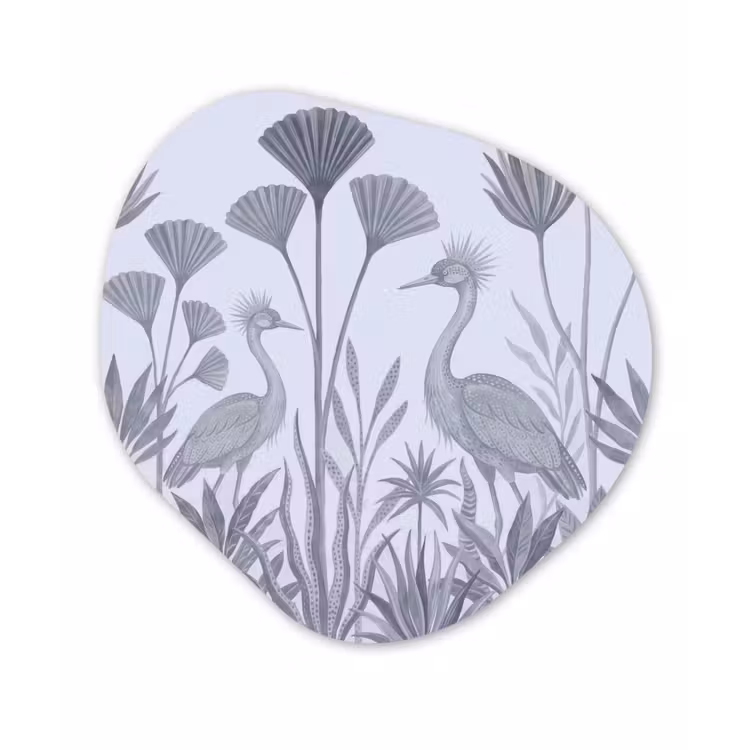 Vogel - Tropisch - Illustratie - Blauwgrijs - Natuur Wandcirkel Organisch Forex 3mm klein -3d