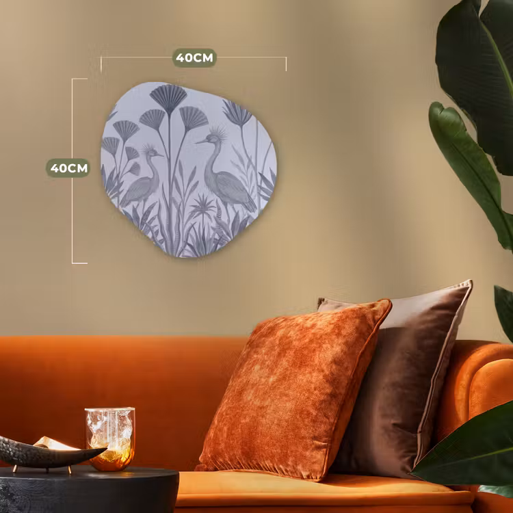 Vogel - Tropisch - Illustratie - Blauwgrijs - Natuur Wandcirkel Organisch Forex 3mm klein -sfeer3