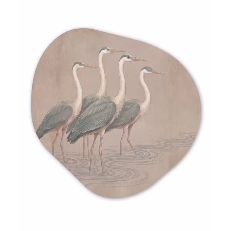 Vogel - Water - Natuur - Vintage Wandcirkel Organisch Forex 3mm klein -3d