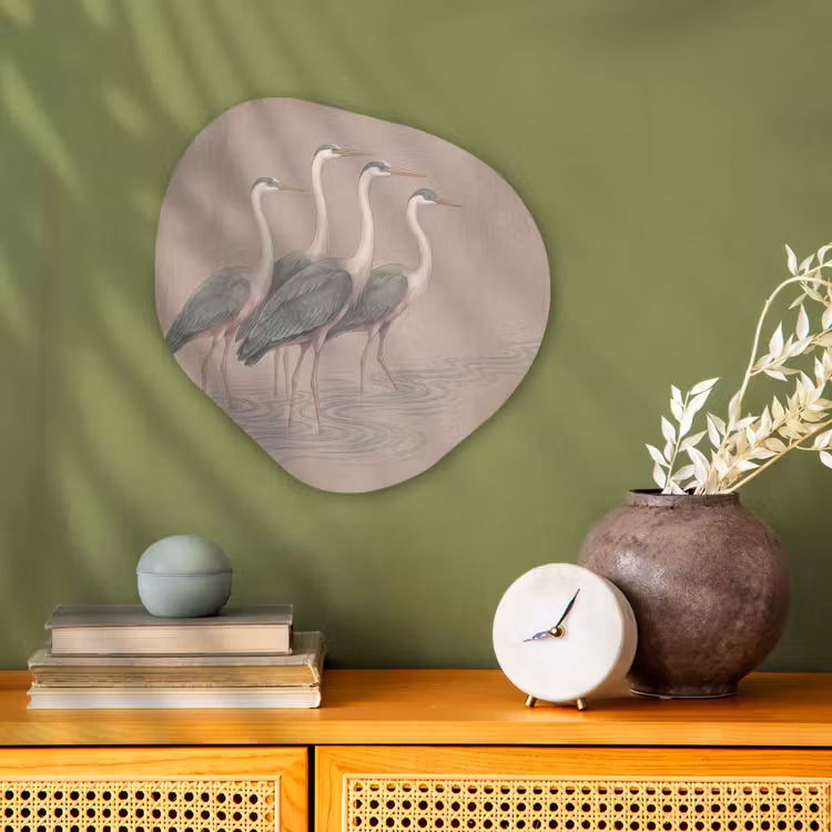 Vogel - Water - Natuur - Vintage Wandcirkel Organisch Forex 3mm klein -sfeer2