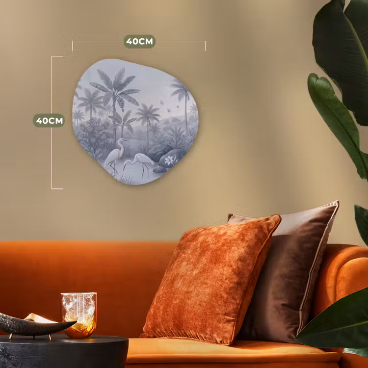 Vogel - Water - Tropisch - Natuur - Blauw Wandcirkel Organisch Forex 3mm klein -sfeer3