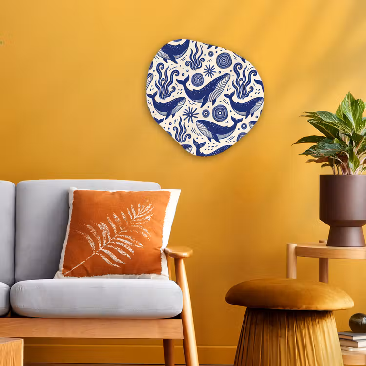Walvis - Onderwater - Dieren - Abstract - Blauw Wandcirkel Organisch Forex 3mm klein -sfeer4