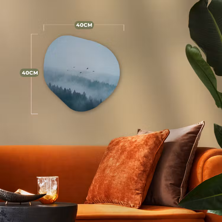 Bos - Mist - Vogels - Natuur - Groen Wandcirkel Organisch Forex 3mm klein -sfeer3