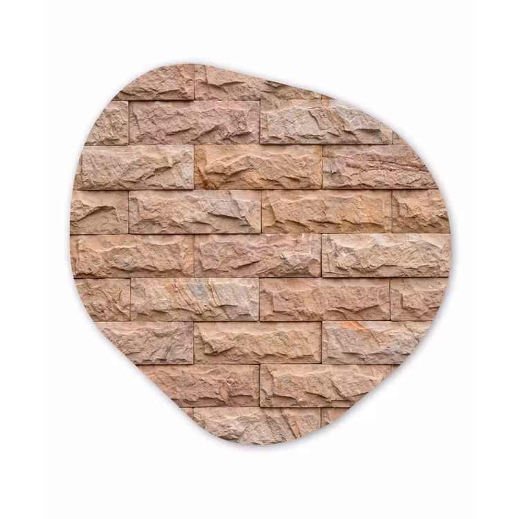 Muur - Steen - Ruw - Textuur - Beige Wandcirkel Organisch Forex 3mm klein -3d