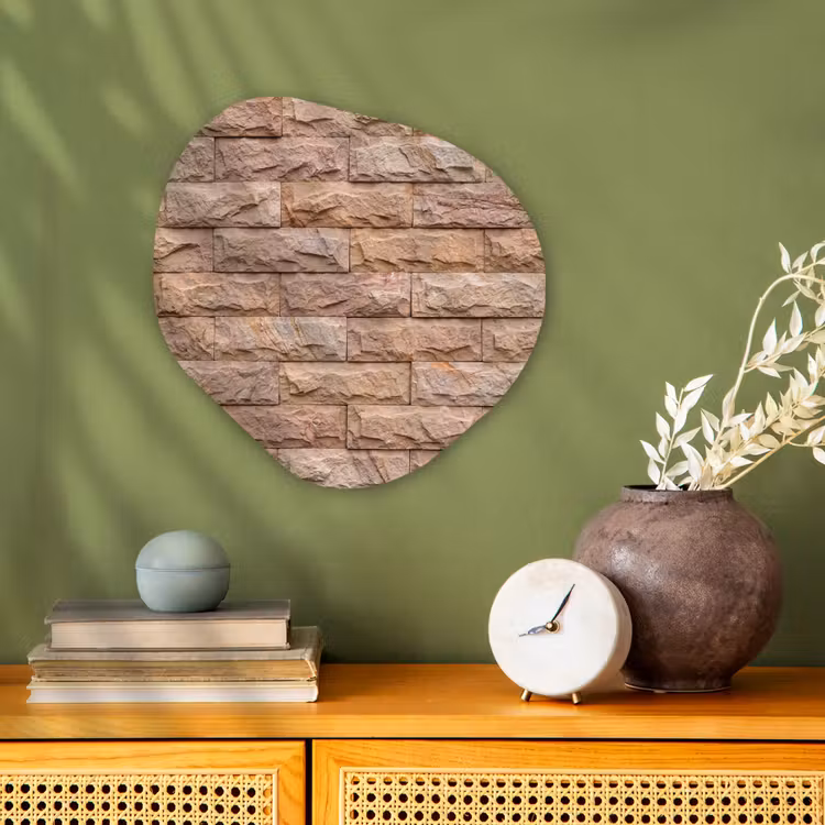 Muur - Steen - Ruw - Textuur - Beige Wandcirkel Organisch Forex 3mm klein -sfeer2